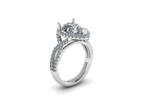 poire calcul engagement bague diamant d'or argent bijoux anneaux 3d print model - Mito3D