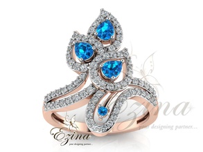 Birne-Stein-ring Schmuck gold ring bedruckbar ist diamond Ringe 3d print model - Mito3D