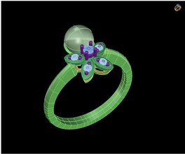 perla mariposa conjunto diseño símbolo decoración forma Arte joyería joya anillos 3d print model - Mito3D