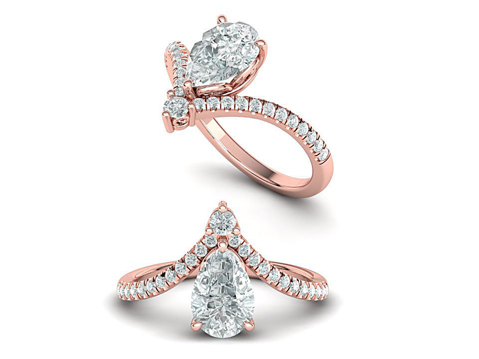 pearl chevron Verlobungsring eigenen design-9mm x 6mm Perle Stein Schmuck ring engagement 9x6 usa Kanada israel Diamant-ring 1ct 3dprinting 3dring moissanite diamond Juwel ruby emerald Ringe 3D print model - Mito3D