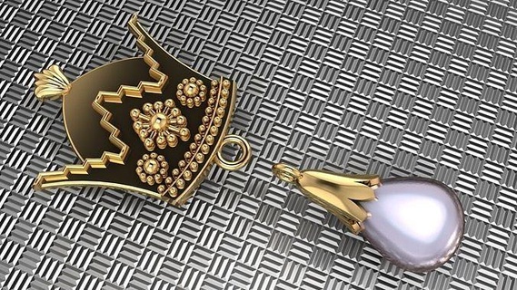 pérola coroa ouro arte luxo medalha prata imprimível spa flora gema jóia escultura pingente lindo mulher dourado selvagem choque menina joalheria 3d print model - Mito3D