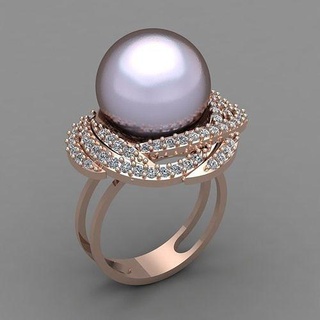 Perle Diamant Ring 3d drucken Modell Rose Gold Schmuck druckbar Engagement Ringe Platin Hochzeit Juwel brillant Luxus Design Mode 3d print model - Mito3D