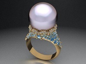 pearl diamond ring 527 jewelry gold silver printable jewel jewellery brilliant apparel fashion beauty brillant ruby platinum vintag necklaces 3d print model - Mito3D