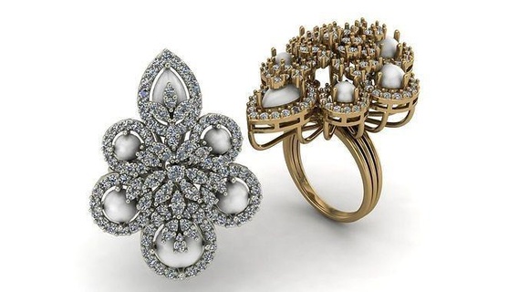 perla diamante anillo piedra preciosa peral pelotas joyería oro caña plata diamantes imprimible 3d 3dmodel 3dprint modelado blanco Roca joya anillos 3d print model - Mito3D
