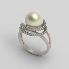perlas de diamantes anillo diseño la joyería pearl brillante el diamante compromiso moda y belleza gem oro joya lujo platino precioso imprimible plata sterling varios estilo los anillos 3d print model - Mito3D