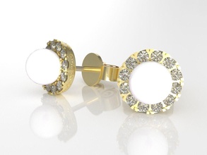 pearl diamonds stud earrings gold wedding jewelry pearls printable lock precious luxury shining white yellow earring diamond woman fashion cute 3d print model - Mito3D