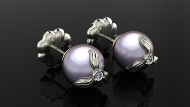 boucles d'oreilles perle 062 bijoux des pearl or joyau d'argent mode beauté 3d print model - Mito3D