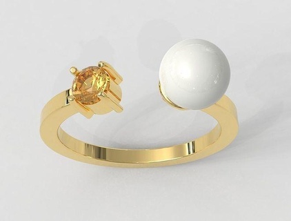 Perle Edelstein Ring Ringe Gold Schmuck paulorani modisch Mode klassisch modern Silber Juwel Teen Diamant 3d print model - Mito3D