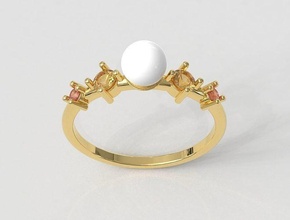 perla pietre preziose squillare anelli pietra preziosa oro gioielleria argento adolescente moda diamante 3d print model - Mito3D
