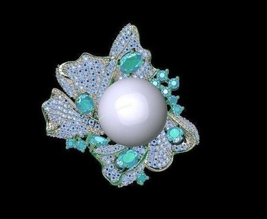 pearl half set ring printable jewelry diamond gem gold silver jewellery brilliant fashion beauty earring engagement matrix rhino 3d print model - Mito3D