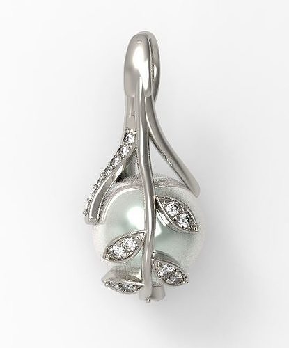 Perle Blatt Anhänger Diamant Gold Silber Ring Armband Juwel Schmuck Ohrring Luxus Design druckbar Halskette 3D print model - Mito3D