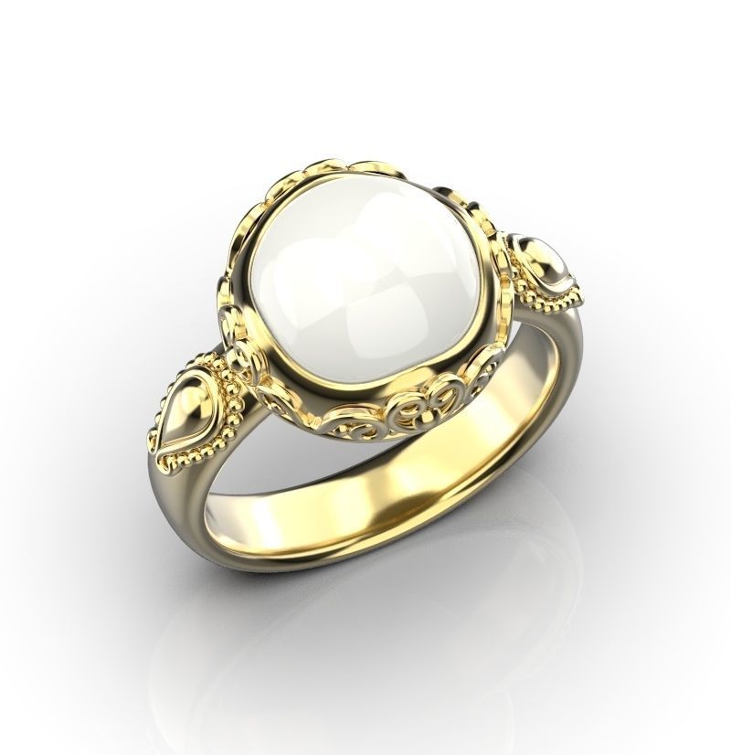 pearl ring jewelry jewellery jewel gold womens fashion vintage rings 3D print model - Mito3D
