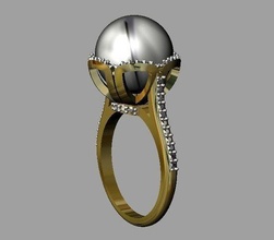 pearl ring diamond jewellery fashion printable 3dprint silver gold gem jewelry rings 3d print model - Mito3D