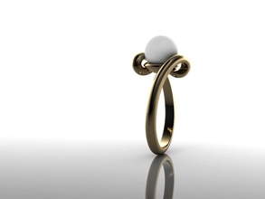 anello con perla gioielli oro preziosi gioiello disco di platino argento moda matrimonio fidanzamento lady donna nozze anelli 3d print model - Mito3D
