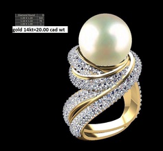 Perle ring Schmuck Phantasie Perlen weiß gold gem Ringe 3d print model - Mito3D