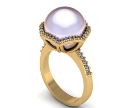 anello con perla gioielli gioiello diamante oro giallo anelli 3d print model - Mito3D