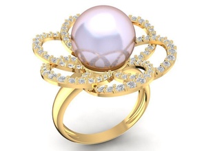 pearl ring women 1390 jewelry fashion accessories gold diamond man men woman unisex design rings 3d print model - Mito3D