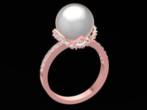 pérola anel mulheres 1494 joalheria moda acessórios ouro diamante mulher Projeto argolas 3d print model - Mito3D