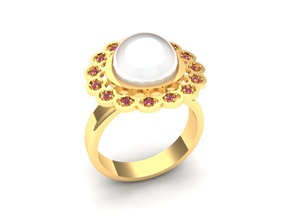 perle rubis bague bijoux précieux or gemme bijou brillant mode beauté luxe anneaux 3d print model - Mito3D