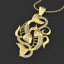 pedant pisces rhino3d pisces jewelry rhino3d pisces jewelry printable zodiac gem jewellry pendants 3d print model - Mito3D