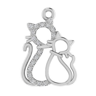 pedant two cat jewerly ring 3d silver gold design cad white printable necklaces jewelry pendants 3d print model - Mito3D