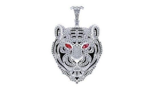 pedants tiger diamon jewelry animal gold sivel ring bracelets earrings pendants 3d print model - Mito3D