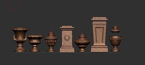 piédestal 3d modèle ensemble of bois urnes ancien art classique sculpture 3dmodel comporter baroque base statue figure meubles souvenir cadeau rétro déco anniversaire fête bijoux 3d print model - Mito3D