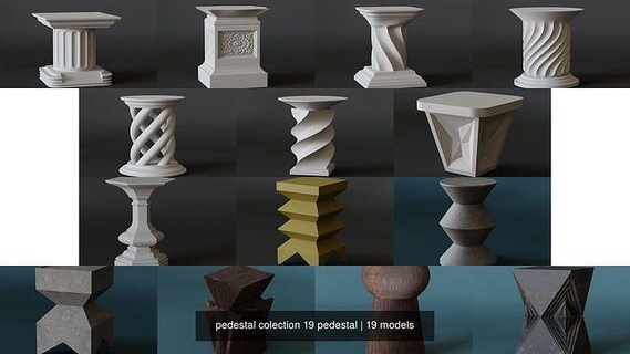 pedestal coleção 19 plinto base dado pé perna estátua tabela flor suporte coluna escultura arquitetura pilar decoração socos casa 3d print model - Mito3D