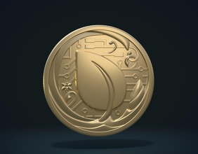 peercoin gold coin crypto cryptocurrency money token blockchain bitcoin pos p2p sunny king assets art coins badges 3d print model - Mito3D