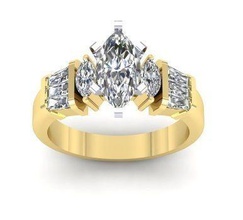 peg head engamenet ring engagement fashion jewelry marquise baguettes rings 3d print model - Mito3D
