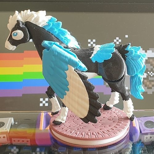 pégaso flexi articulado cavalo asas print in place flexível asa vôo pónei fantasia criatura animal mitologia mítico jogos brinquedos 3D print model - Mito3D