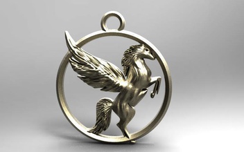 pegasus 2 horse animal pendant keychain keyring fashion art jewelry pendants 3d print model - Mito3D