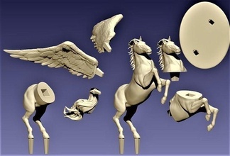 pegasus 3d print model statue of horse wings sculpture anime antiquity art miniatures unicorn animal magic magician detailed silver pony rainbow horseshoe figurine sculptures 3d print model - Mito3D