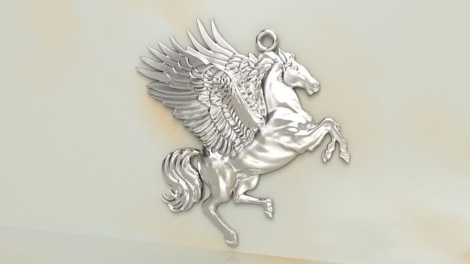 pégase or cheval pendentif collier mythologie licorne statue fantaisie fictif créature légende zeus bijoux bijou sculpture poséidon gorgone méduse art sculptures 3D print model - Mito3D