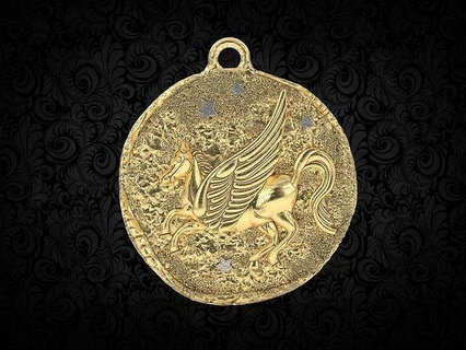 Pegasus at kolye Yunan madeni para sembol medusa kanatlı efsanevi tek boynuzlu yaratık takı altın gümüş mitoloji büyülü tanrıça nostaljik organik 3d print model - Mito3D