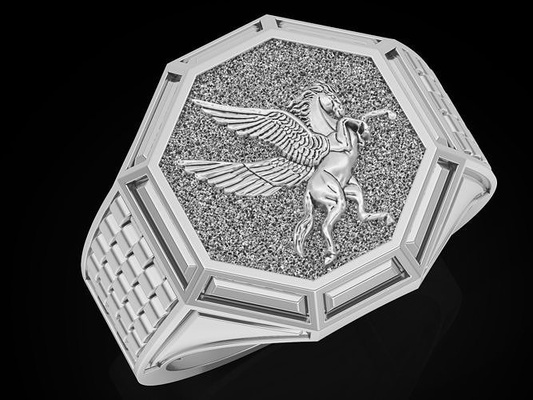 pegasus ring silber gold druckbar schmuck mode ringe juwel versace fantasiestatue rolex luxus haus 3d print model - Mito3D