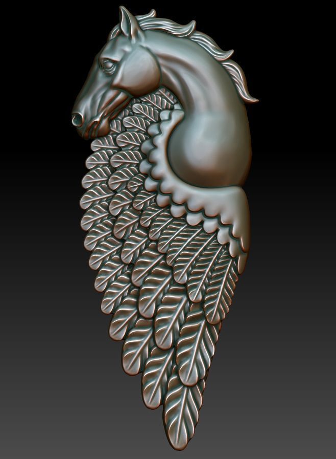 pegasus pendant jewelry art cnc relief woodcarving 3dprint printable decor pendants 3D print model - Mito3D