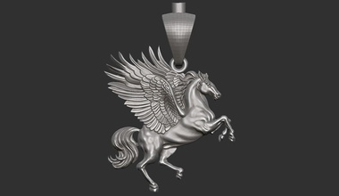 pégase pendentif magie fantaisie chevalier cheval animal volant ailes mustang imprimable bijou bijoux jeux royaume grec mythologie pegasos argent pendentifs 3d print model - Mito3D