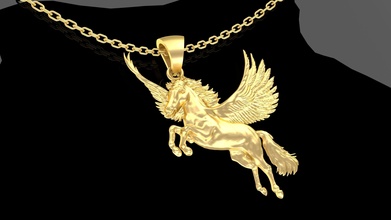 Pegasus kolye takı altın gümüş yazdırılabilir elmas mücevher düğün at rüzgar kanat kanatlı 3d print model - Mito3D