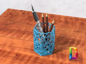 bolígrafo lápiz soporte oficina casa negocio decoración escritorio accesorios suministro colegio creatividad organizador decorativo hexágono 3d print model - Mito3D