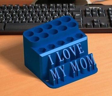 pencil holder pen penholder pencilholder cup desk organizer mom love art 3d print model - Mito3D