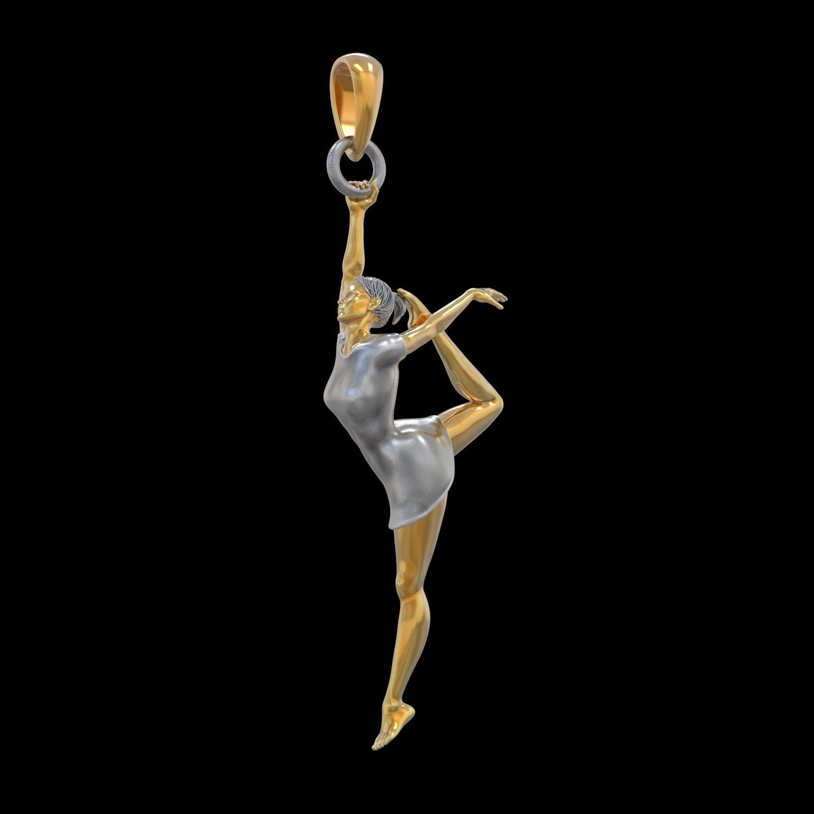 pendand p032 jewelry jewel pendant printable platinum silver white prototyping sterling gold gymnast girl pendants 3D print model - Mito3D