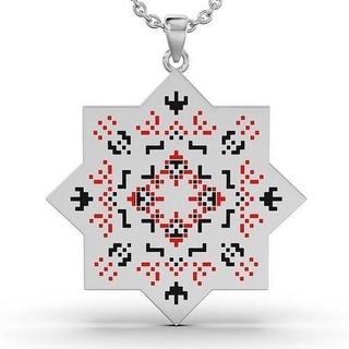 pendand ukrainian embroidery happy pendant jewelry silver jewellery necklace gold gem emal pendants 3d print model - Mito3D