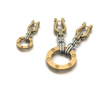 pendant earring küpe kolye takı altın gümüş elmas yazdırılabilir mücevher düğün 3d model vermek matris tasarım omega Louis Vuitton 3d print model - Mito3D