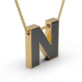 pendant-necklace enamel letter n pendant necklace jewel jewellery silver gold jewelry pendants printable platinum necklaces 3d print model - Mito3D