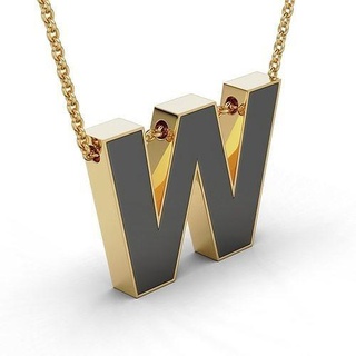 pendant-necklace enamel letter w pendant necklace jewel jewellery silver gold jewelry pendants printable platinum necklaces 3d print model - Mito3D