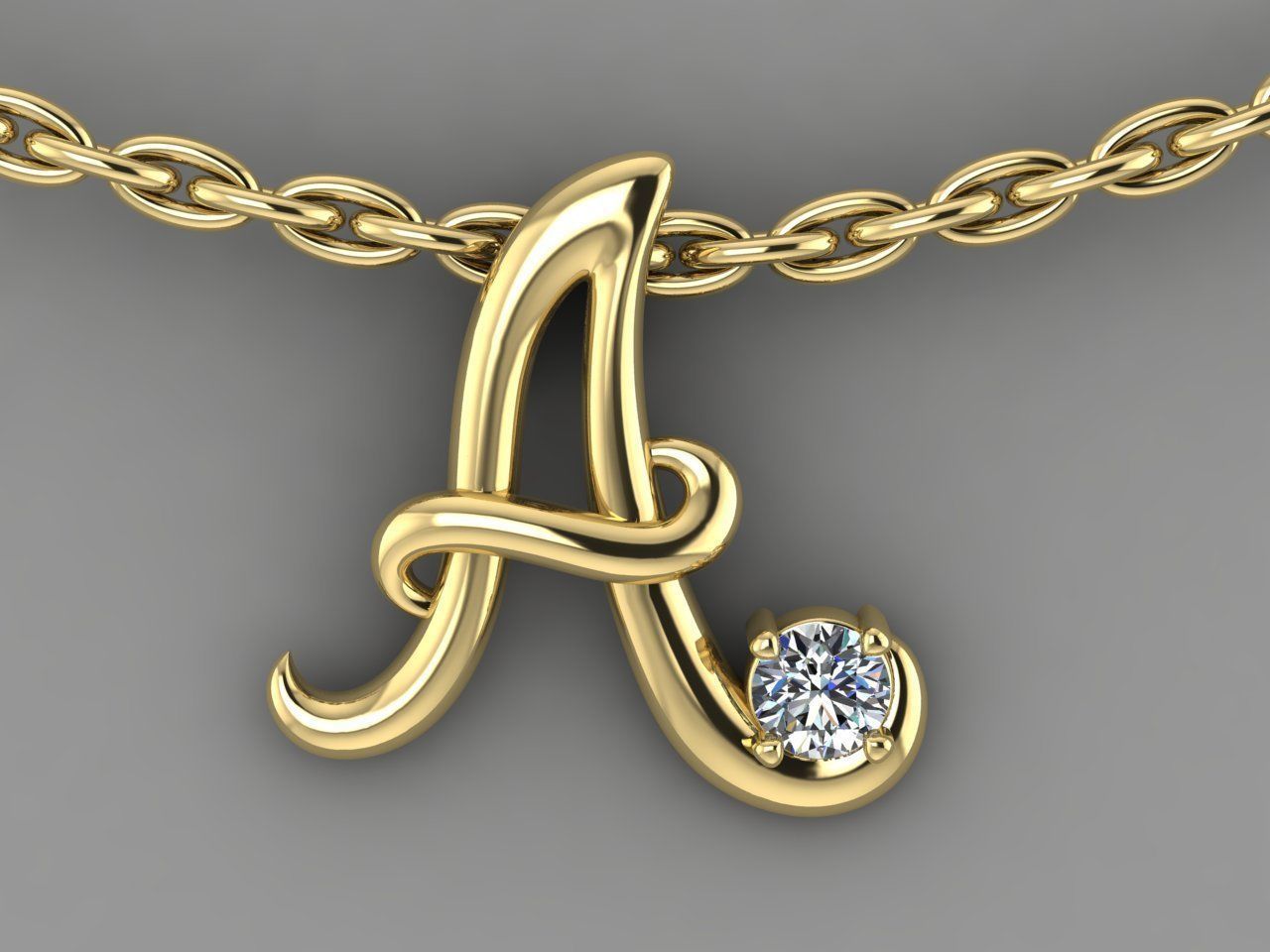 pendant a gold letter diamond jewelry initial 3dmodel free pendants silver jewel alphabet font language typography colligrafy ring iniciale iniciales initials 3D print model - Mito3D