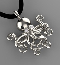 pendentif bijoux le poulpe calmar d'argent or diamant gribouillages pendentifs 3d print model - Mito3D