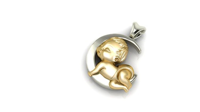 pendant jewelry gold jewel jewellery moon baby pendants 3d print model - Mito3D