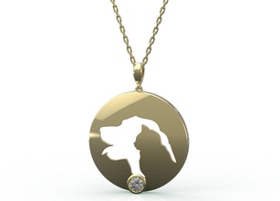 el colgante la joyería de oro anillo compromiso diamante blanco plata platino imprimible amor a los animales gatos perros caballos colgantes 3d print model - Mito3D